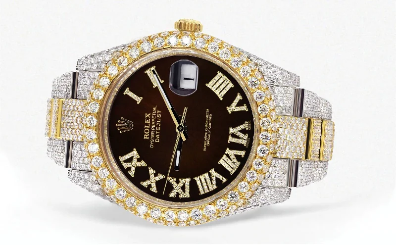 diamond-iced-out-rolex-datejust-41-25-carats-of-diamonds-custom-dark-brown-roman-numeral-diamond-dial-oyster-band