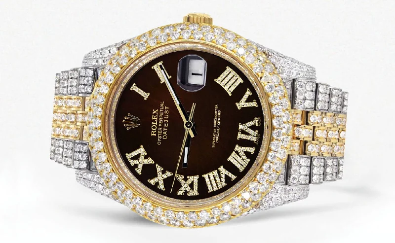 diamond-iced-out-rolex-datejust-41-25-carats-of-diamonds-custom-dark-chocolate-roman-numeral-diamond-dial-jubilee-band