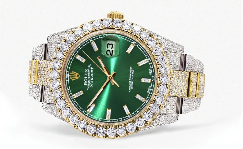 diamond-iced-out-rolex-datejust-41-25-carats-of-diamonds-custom-green-diamond-dial-two-tone-oyster-band