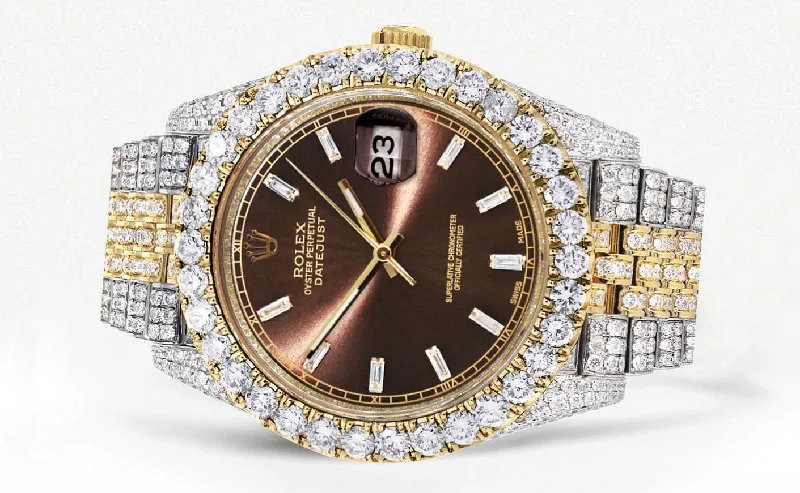 diamond-iced-out-rolex-datejust-41-25-carats-of-diamonds-custom-morocco-brown-dial-two-tone-jubilee-band