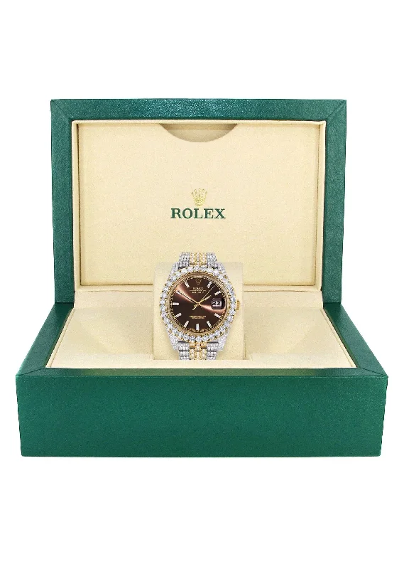 diamond-iced-out-rolex-datejust-41-25-carats-of-diamonds-custom-morocco-brown-dial-two-tone-jubilee-band