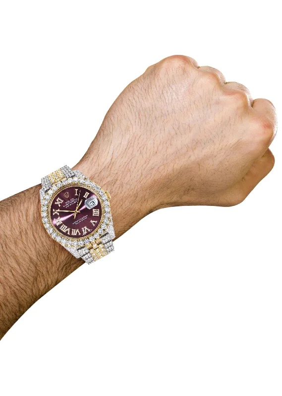 diamond-iced-out-rolex-datejust-41-25-carats-of-diamonds-custom-purple-dial-two-tone-jubilee-band