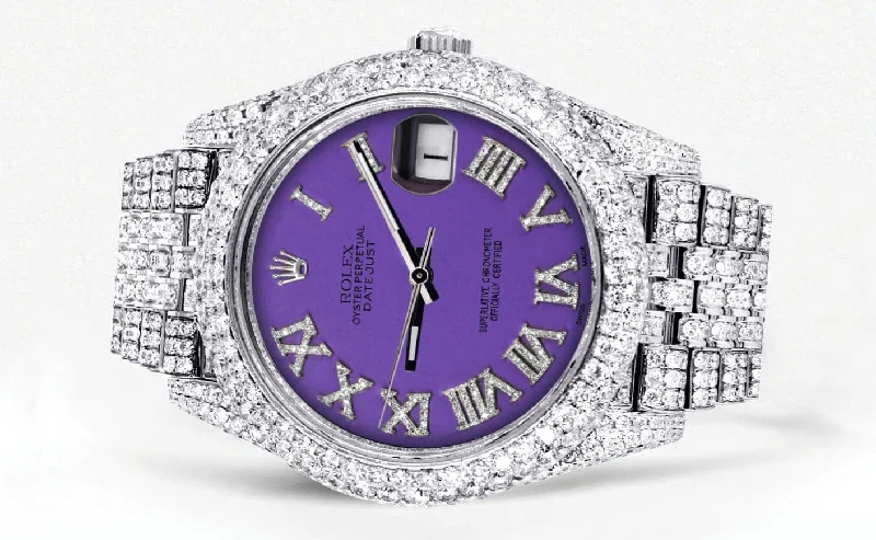 diamond-iced-out-rolex-datejust-41-25-carats-of-diamonds-custom-purple-roman-numeral-diamond-dial-jubilee-band