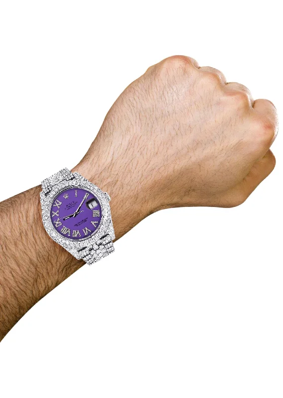 diamond-iced-out-rolex-datejust-41-25-carats-of-diamonds-custom-purple-roman-numeral-diamond-dial-jubilee-band