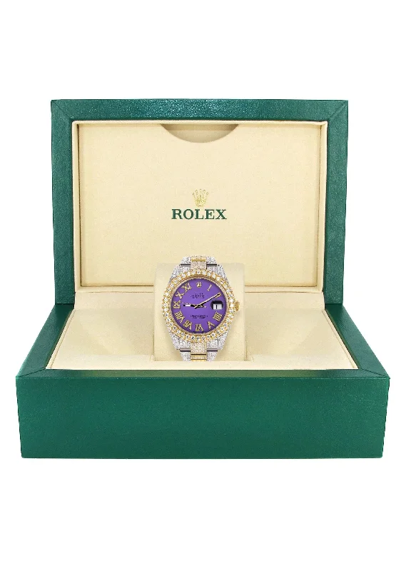 diamond-iced-out-rolex-datejust-41-25-carats-of-diamonds-custom-purple-roman-numeral-diamond-dial-oyster-band-1