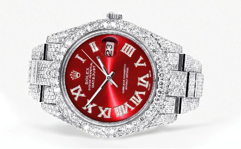 diamond-iced-out-rolex-datejust-41-25-carats-of-diamonds-custom-red-roman-numeral-diamond-dial-oyster-band