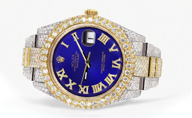 diamond-iced-out-rolex-datejust-41-25-carats-of-diamonds-custom-royal-blue-roman-numeral-diamond-dial-oyster-band