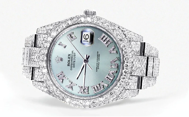 diamond-iced-out-rolex-datejust-41-25-carats-of-diamonds-custom-teal-roman-diamond-dial-oyster-band