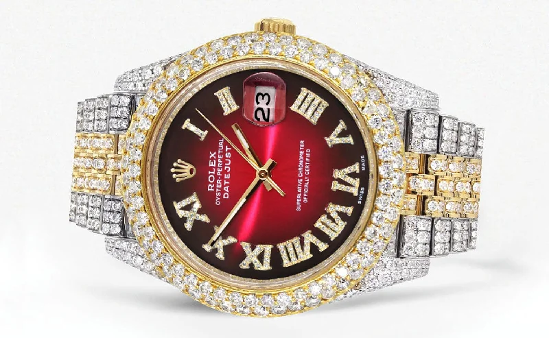 diamond-iced-out-rolex-datejust-41-25-carats-of-diamonds-red-black-dial-two-tone-two-row-jubilee-band