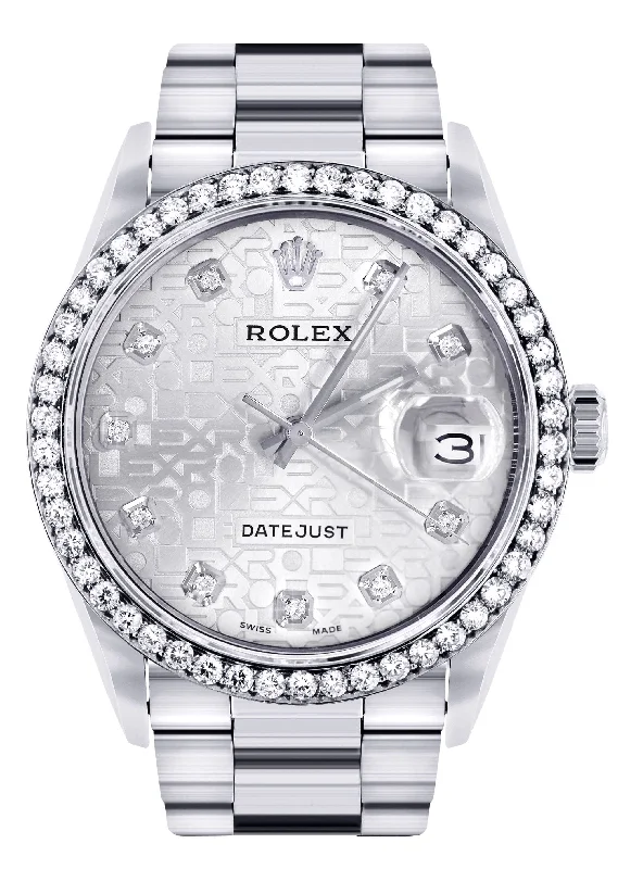 Diamond Mens  Rolex Datejust Watch 16200 | 36 MM | Diamond Rolex Textured Dial | Oyster Band