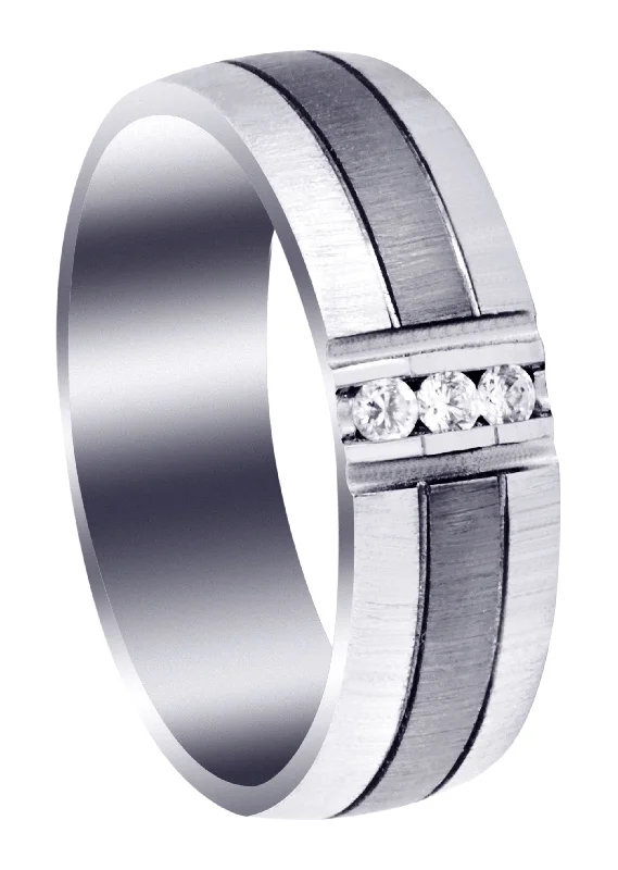 Diamond Mens Engagement Ring | 0.09 Carats | Cross Satin Finish (Braden)