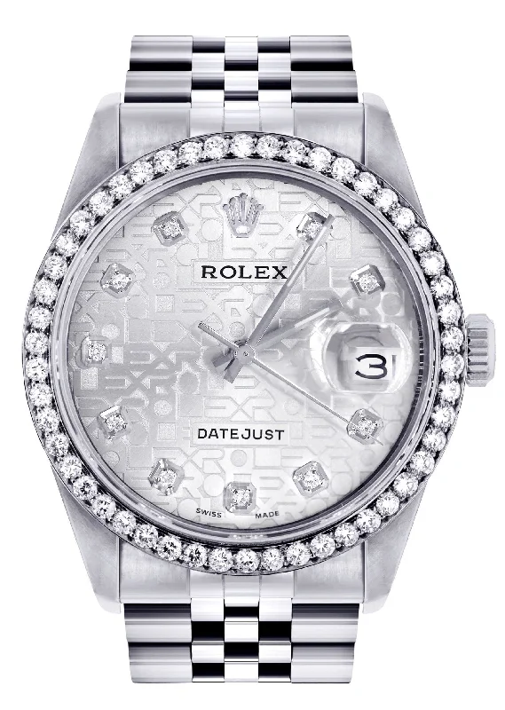 Diamond Mens  Rolex Datejust Watch 16200 | 36 MM | Diamond Rolex Textured Jubilee Dial | Jubilee Band