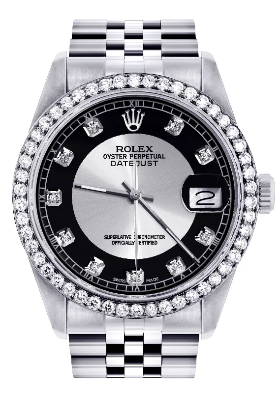 Diamond Mens Rolex Datejust Watch 16200  | 36MM | Tuxedo Diamond Dial | Jubilee Band