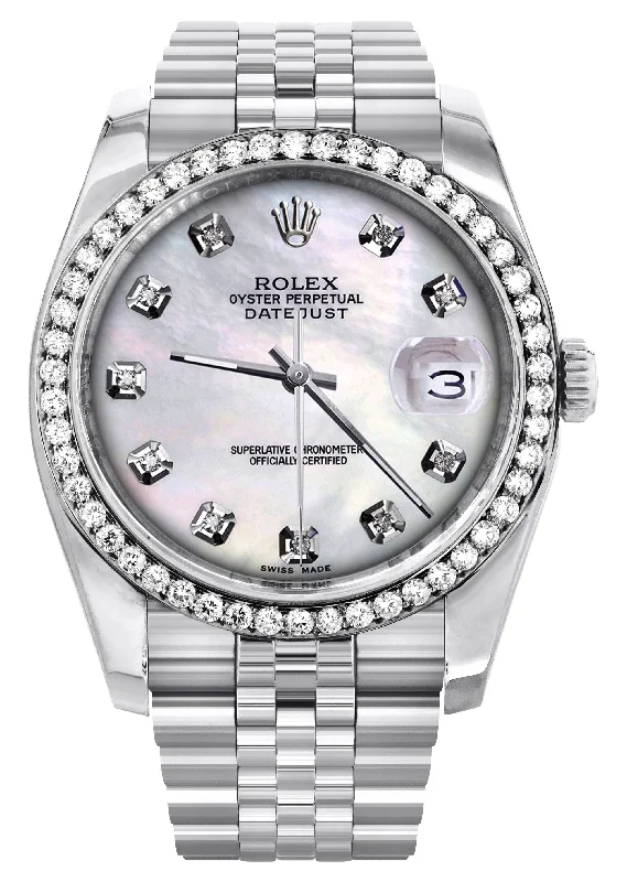 116200 | Hidden Clasp | Diamond Rolex Datejust Watch | 36Mm | White Mother Of Pearl Dial | Jubilee Band