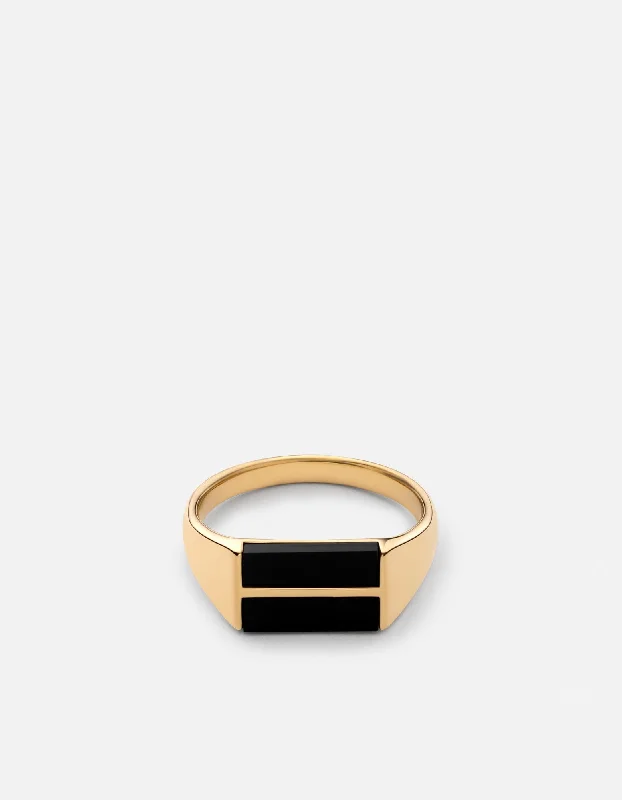 Duo Onyx Ring, Gold Vermeil