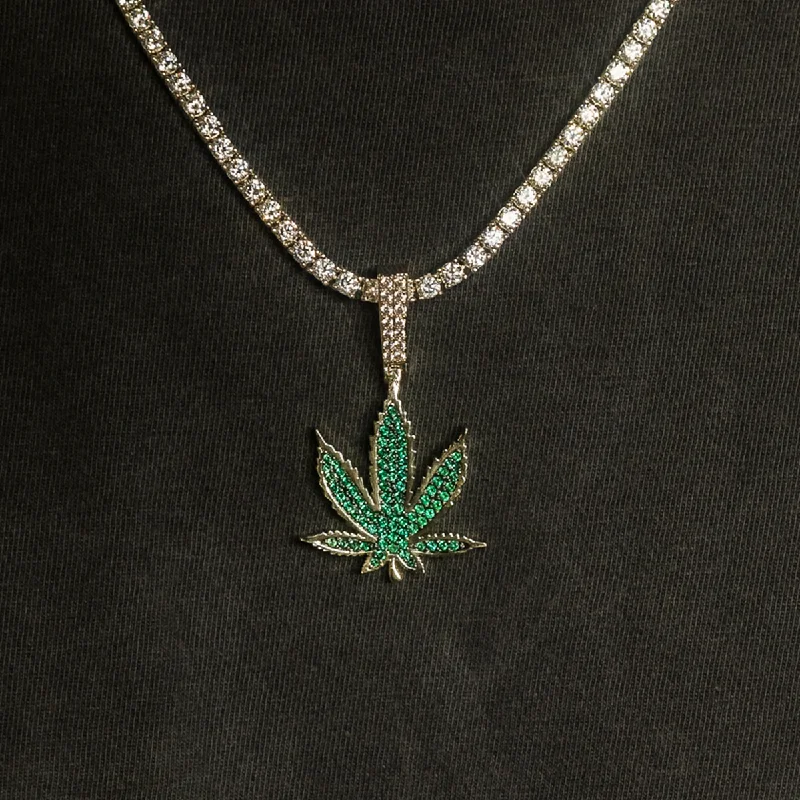 Emerald Weed Leaf Pendant