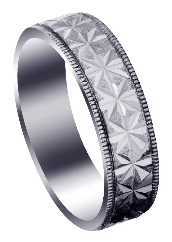 Contemporary Unique Mens Wedding Band | Stone Finish (Justin)