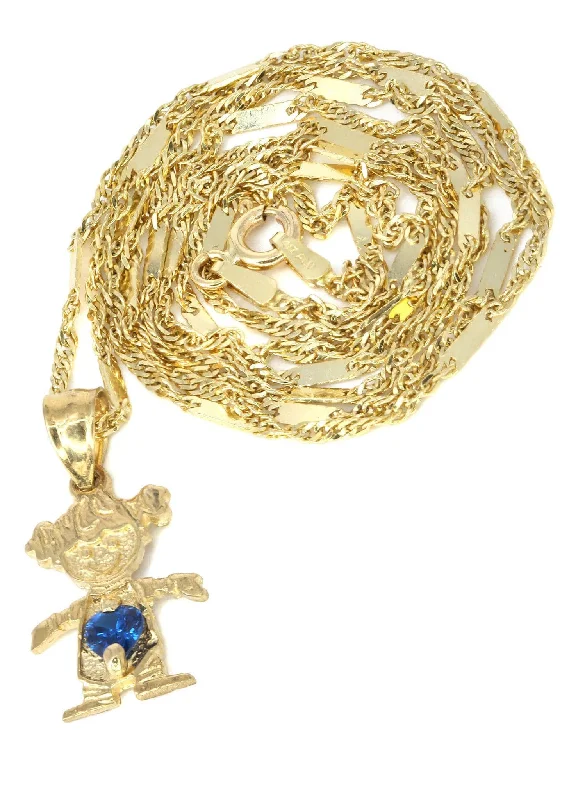 10K Yellow Gold Fancy Link  Children Necklace | Appx. 5.8 Grams