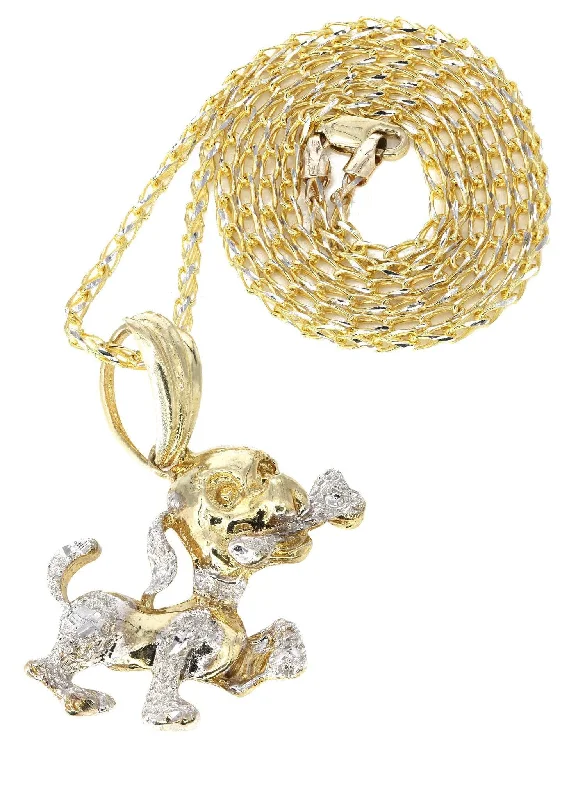 10K Yellow Gold Fancy Link  Dog Necklace | Appx. 18.5 Grams