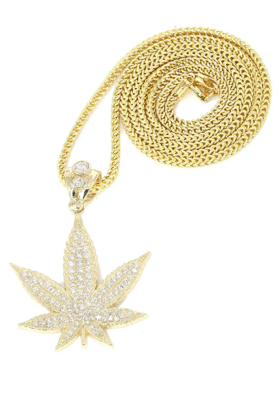 10K Yellow Gold Weed Necklace | Appx. 14.6 Grams