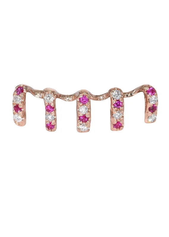 4 Teeth Diamond and Pink Sapphire Grillz