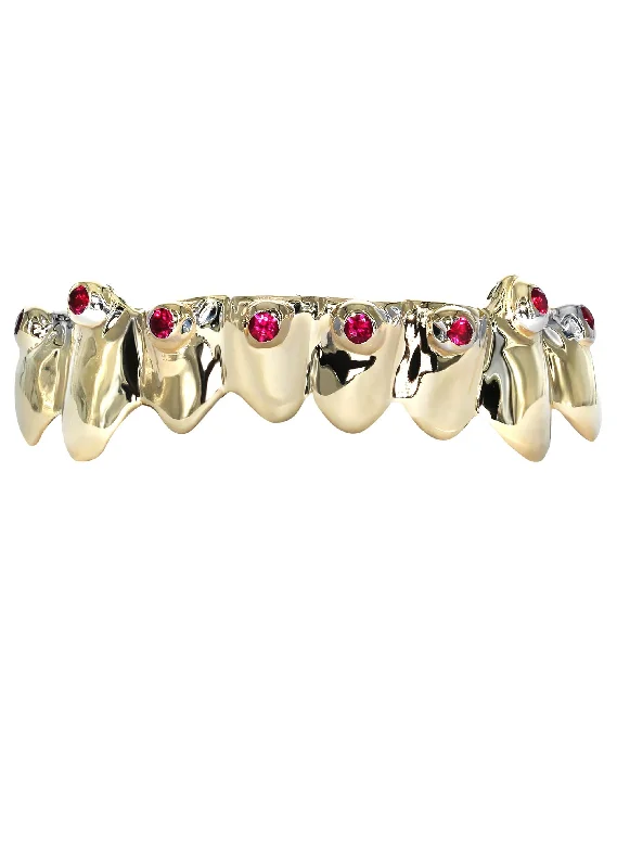 8 Teeth Diamond Ruby Grillz