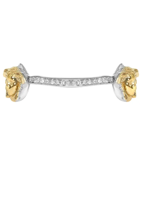 6 Teeth Diamond Medusa Two Tone Gold Grillz