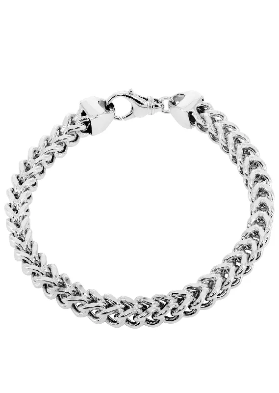 14K White Gold Bracelet Hollow Franco