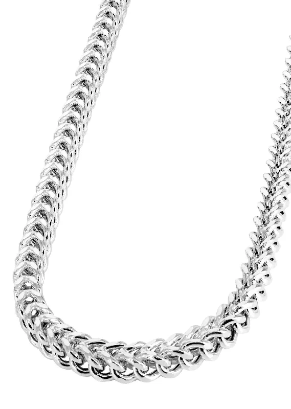 14K White Gold Chain - Hollow White Franco Chain