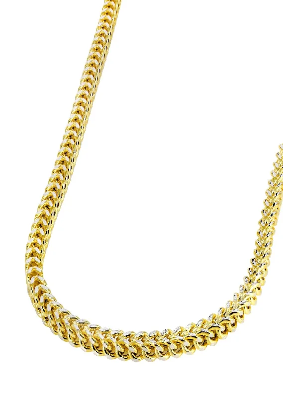 14K Yellow Gold Chain - Hollow Diamond Cut Franco Chain