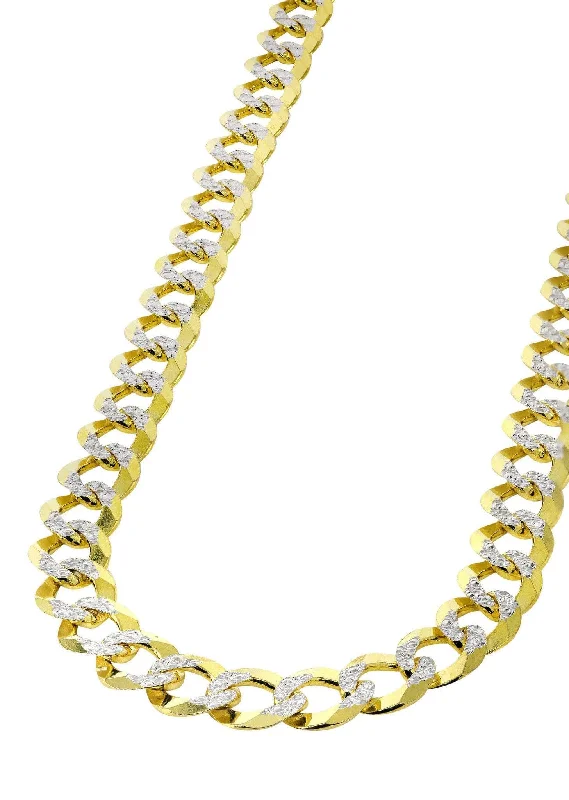 14K Gold Chain Hollow Diamond Cut Cuban Link