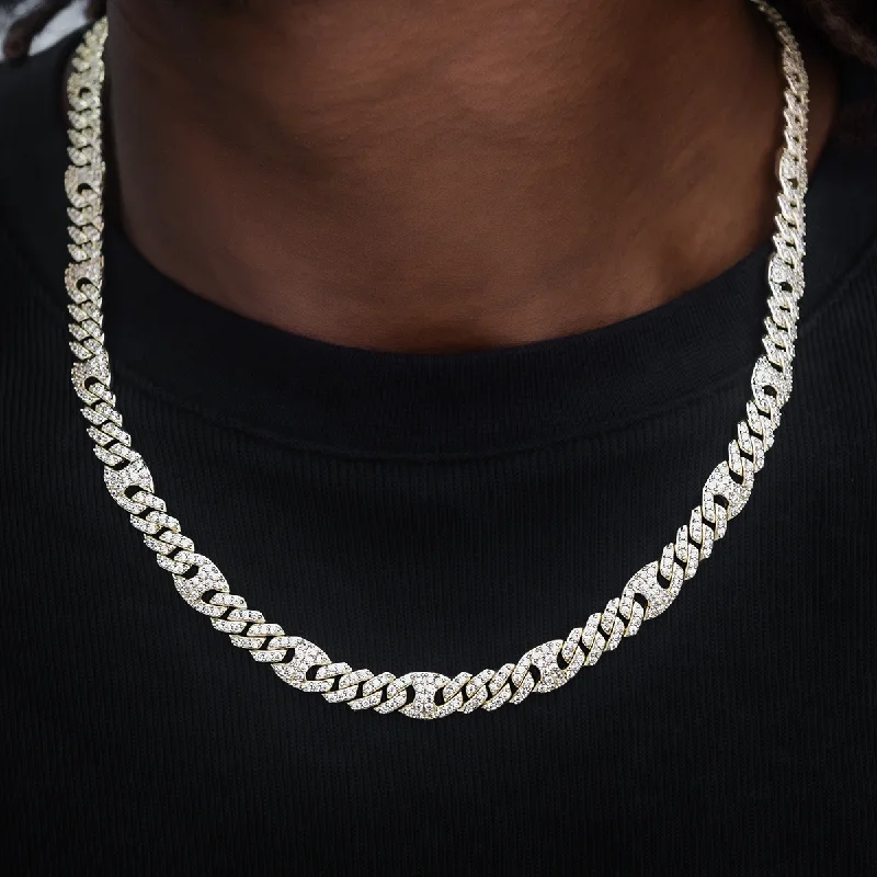 Iced Mariner Puffed Cuban Chain in Yellow Gold