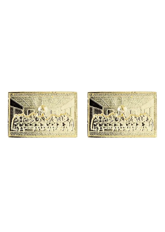 last-supper-10k-yellow-gold-earrings-appx-7-8-inches-wide