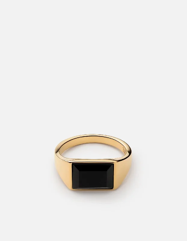 Lennox Onyx Ring, Gold