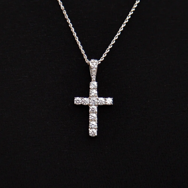 Micro Diamond Cross in White Gold