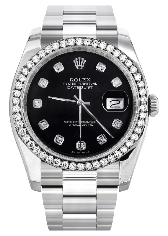 116200 | Rolex Datejust Watch | 36Mm | Black Dial | Oyster Band