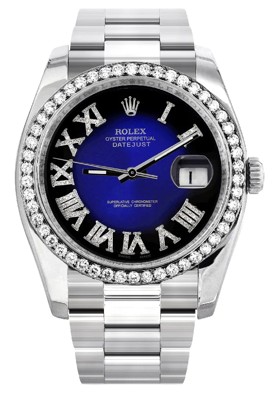 116200 | Rolex Datejust Watch | 36Mm | Blue Black Roman Dial | Oyster Band