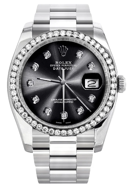 116200 | Rolex Datejust Watch | 36Mm | Chrome Dial | Oyster Band