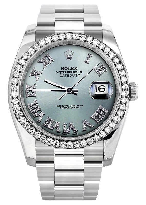 116200 | Rolex Datejust Watch | 36Mm | Diamond Roman Numeral Dial | Oyster Band