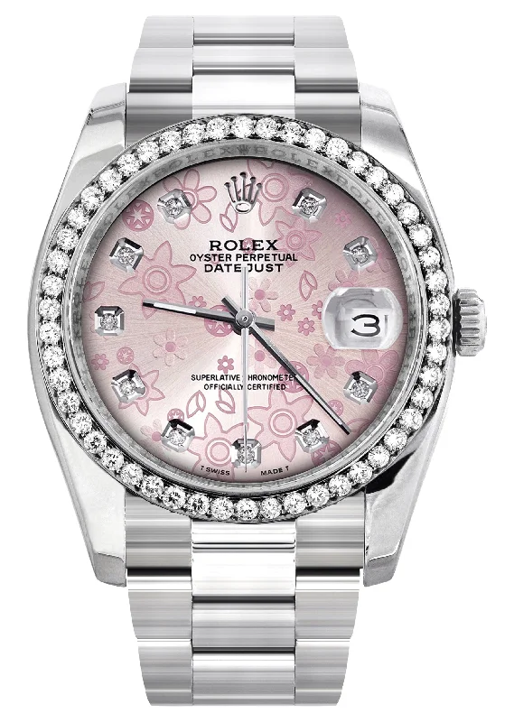 116200 | Rolex Datejust Watch | 36Mm | Floral Pattern Dial | Oyster Band