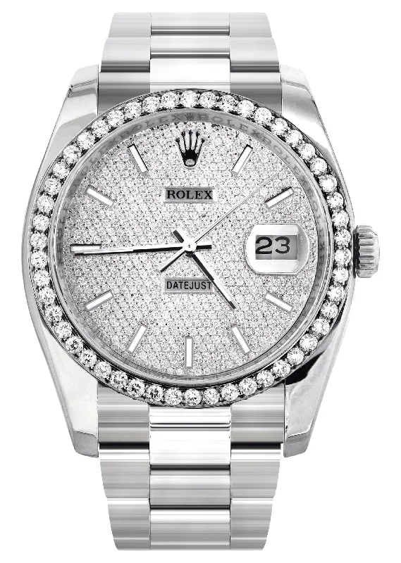 116200 | Rolex Datejust Watch | 36Mm | Full Diamond Dial | Oyster Band