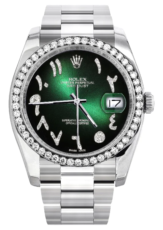 116200 | Rolex Datejust Watch | 36Mm | Green Black Arabic Dial | Oyster Band