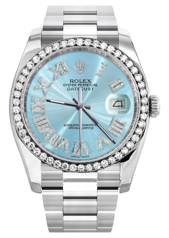 116200 | Rolex Datejust Watch | 36Mm | Light Blue Roman Dial | Oyster Band