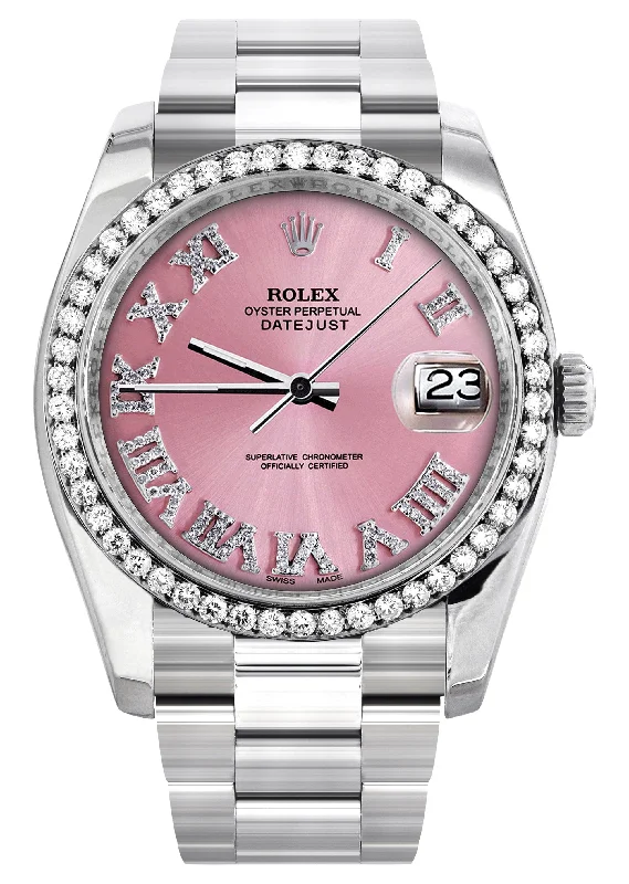 116200 | Rolex Datejust Watch | 36Mm | Pink Roman Dial | Oyster Band