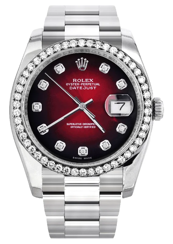 116200 | Rolex Datejust Watch | 36Mm | Red Black Dial | Oyster Band