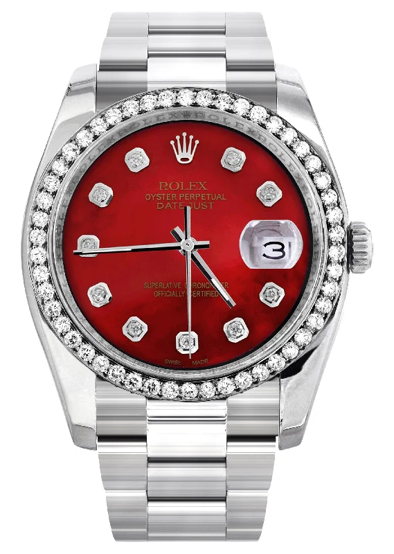 116200 | Rolex Datejust Watch | 36Mm | Red Dial | Oyster Band