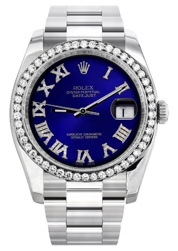 116200 | Rolex Datejust Watch | 36Mm | Royal Blue Roman Dial | Oyster Band