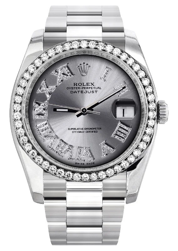 116200 | Rolex Datejust Watch | 36Mm | Silver Roman Dial | Oyster Band