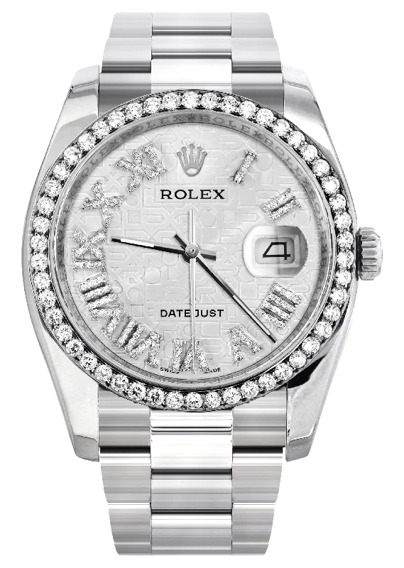 116200 | Rolex Datejust Watch | 36Mm | White Texture Roman Dial | Oyster Band