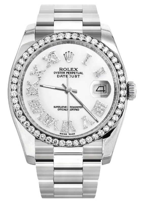 116200 | Rolex Datejust Watch | 36Mm | White Roman Dial | Oyster Band